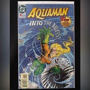 Aquaman into the abyss #1 Dc comics book Signed Martin Egeland NM 1994 auto